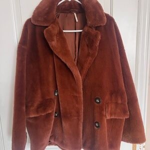 Free People Teddy Jacket in Warm Brown